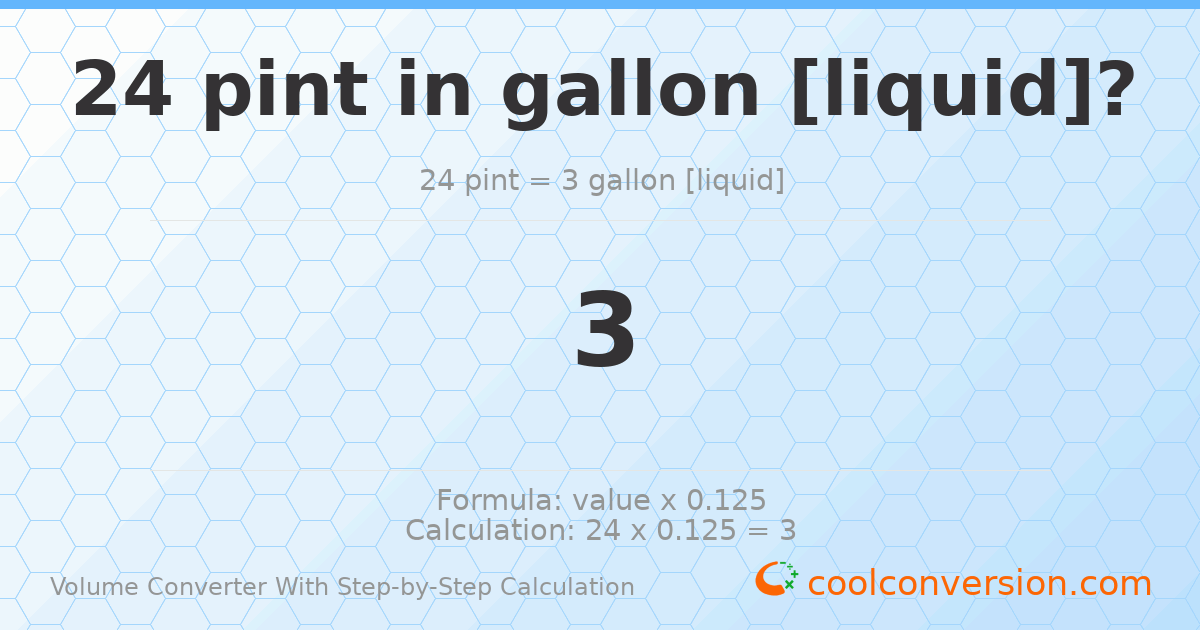 24 pints = 3 gallons [liquid]